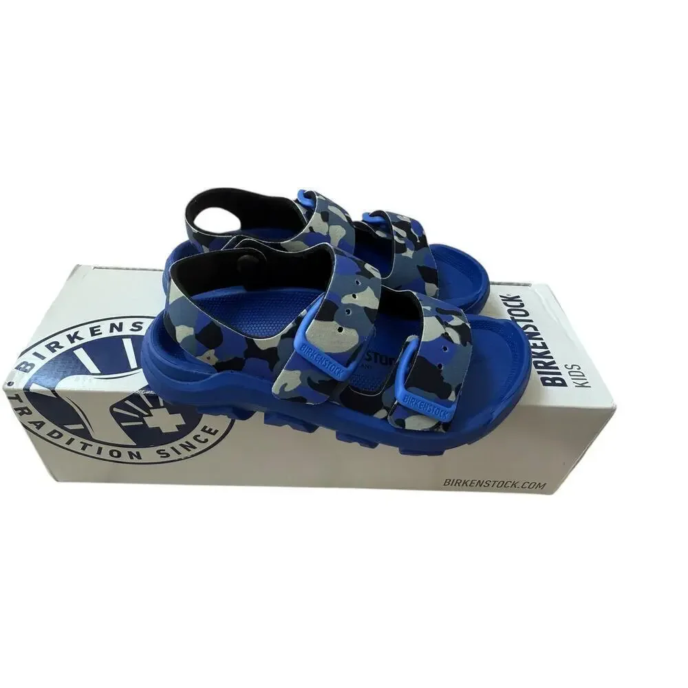 Birkenstock Kids Cork Camo Ultra Blue Mogami Kids Mogami Kids Birko-Flor Size 9c